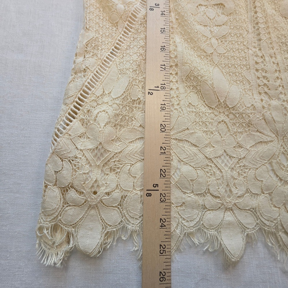 boho cottagecore Lace top Women Size M Cream Floral Scalloped  romantic fairy - Picture 10 of 10